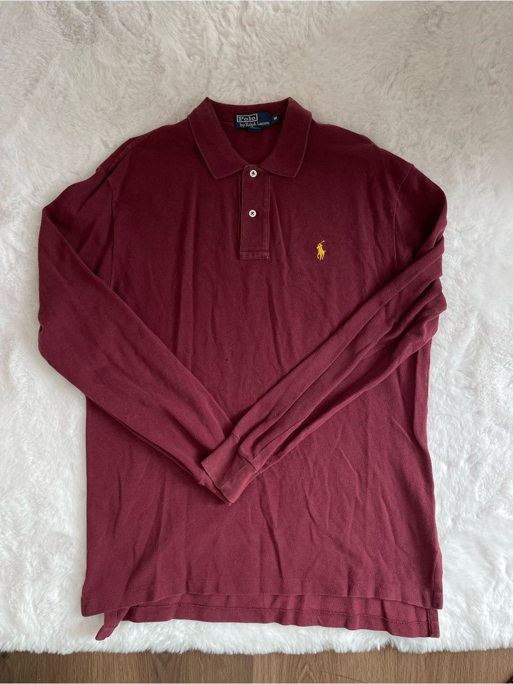 Polo by Ralph Lauren Long-Sleeve Polo Shirt - Maroon with Yellow Pony